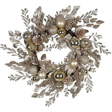 Load image into Gallery viewer, Gold and Champagne Rattan Christmas Wreath
