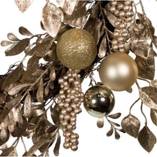 Load image into Gallery viewer, Gold and Champagne Rattan Christmas Wreath
